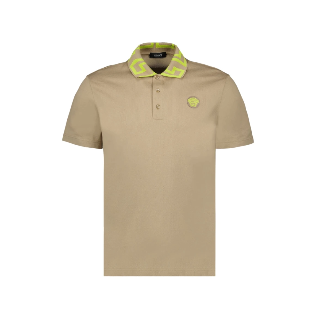 VERSACE MEDUSA GRECA POLO SHIRT SAND/MIMOSA