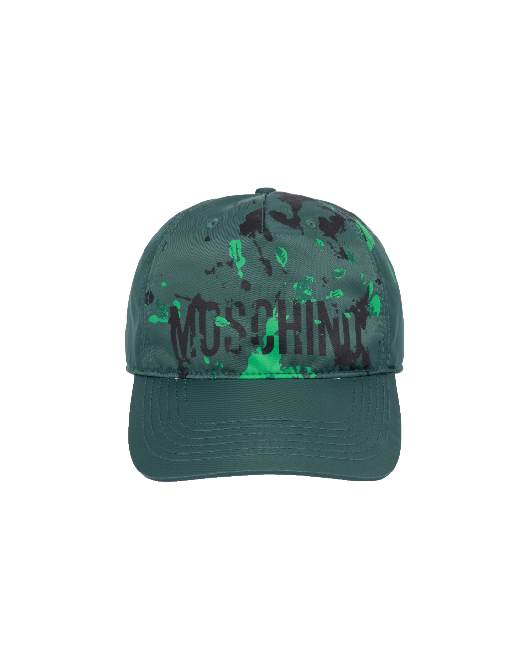 MOSCHINO PAINTED EFFECT NYLON CAP DARK GREEN