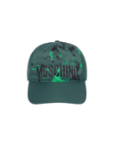 MOSCHINO PAINTED EFFECT NYLON CAP DARK GREEN