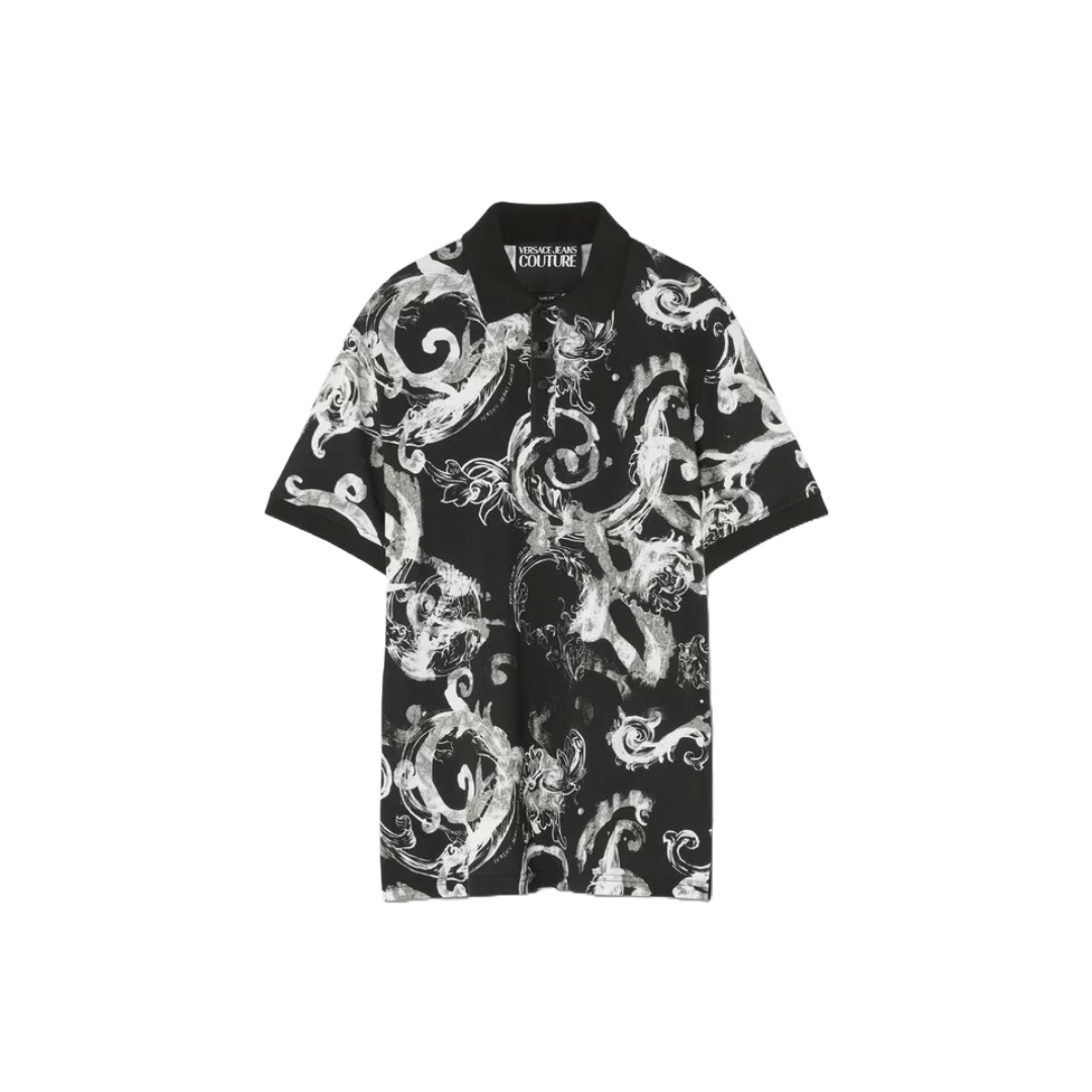 VERSACE JEANS COUTURE WATERCOLOUR COUTURE POLO SHIRT