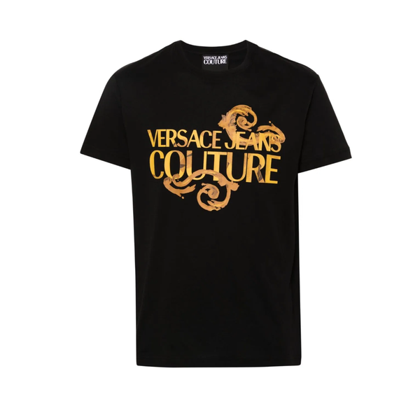 VERSACE JEANS COUTURE WATERCOLOR COUTURE LOGO T-SHIRT BLACK/GOLD