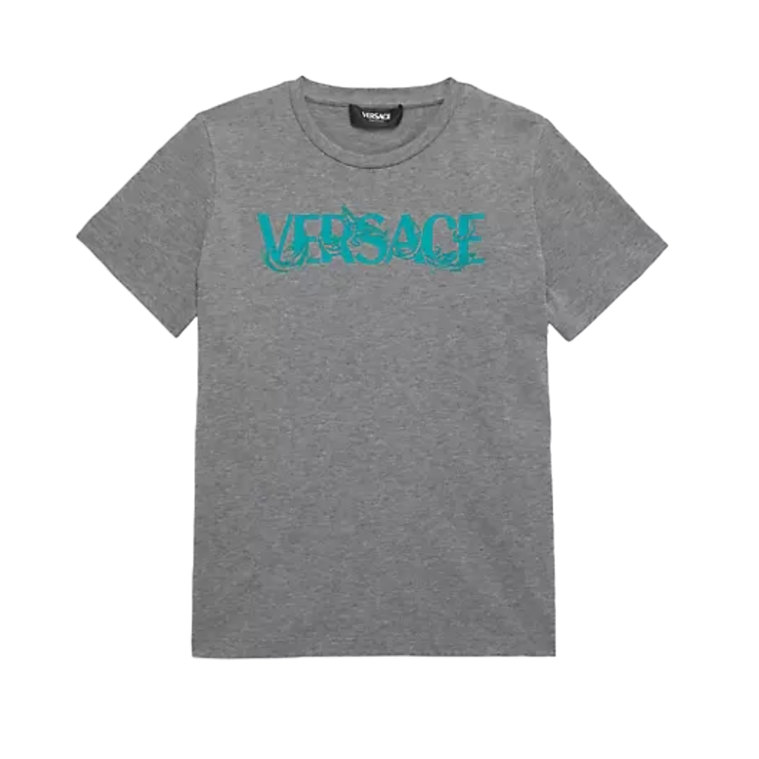 VERSACE KIDS GLACIER LOGO GREY TSHIRT