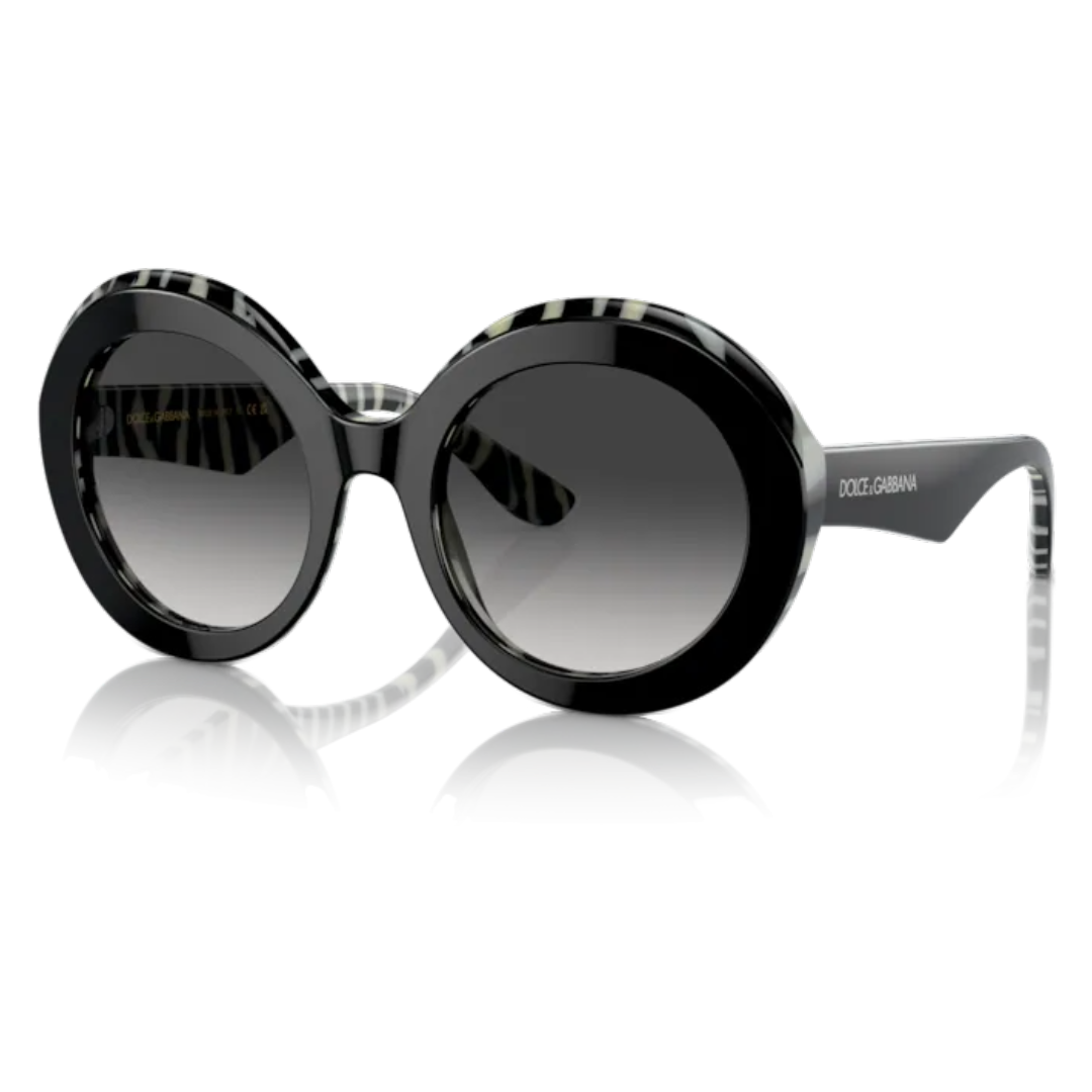 DOLCE & GABBAN CIRCLE SUNGLASSES 0DG4418 BLACK/ZEBRA