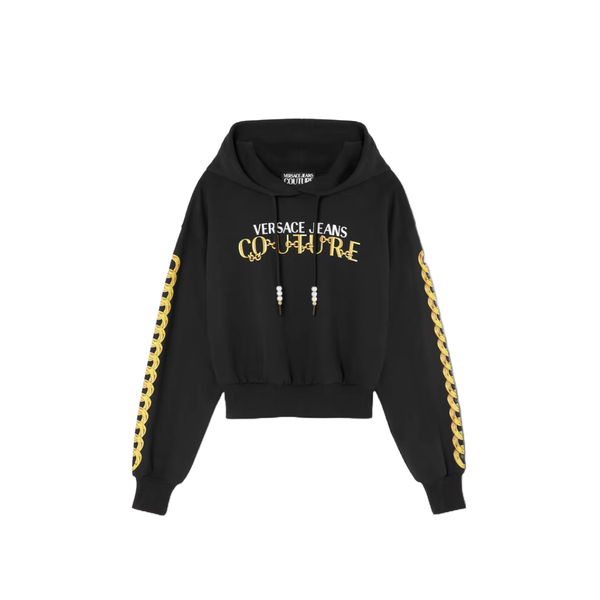 VERSACE JEANS COUTURE CHAIN LOGO HOODIE BLACK/GOLD