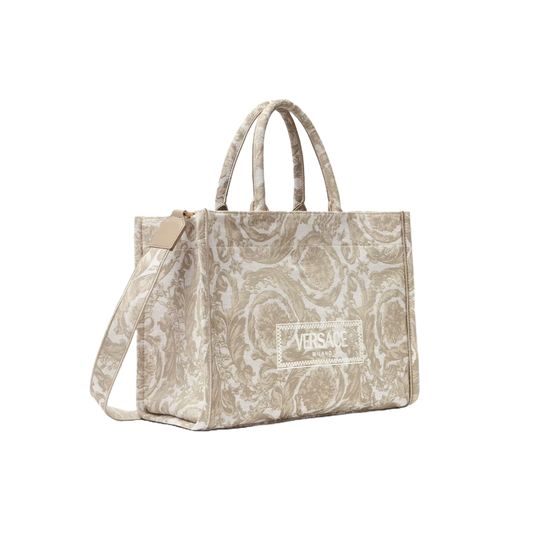 VERSACE BAROCCO ATHENA TOTE BAG BEIGE PRINT