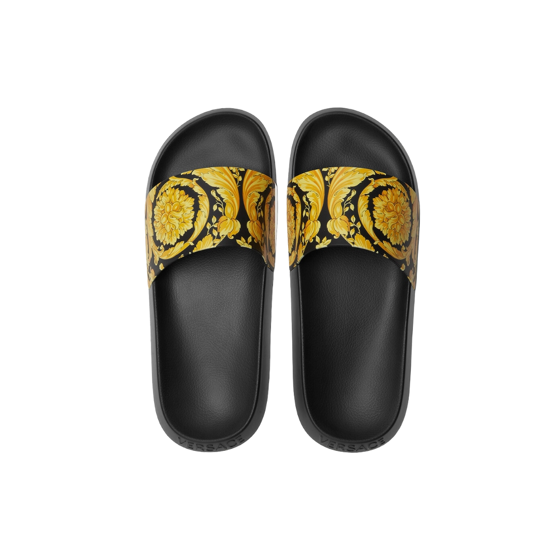 VERSACE BAROCCO SLIDES BLACK/GOLD