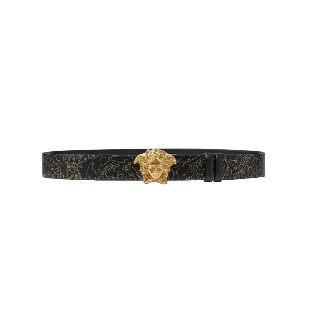 VERSACE REVERSIBLE BAROCCO LA MEDUSA BELT BLACK/GOLD/THUNDER