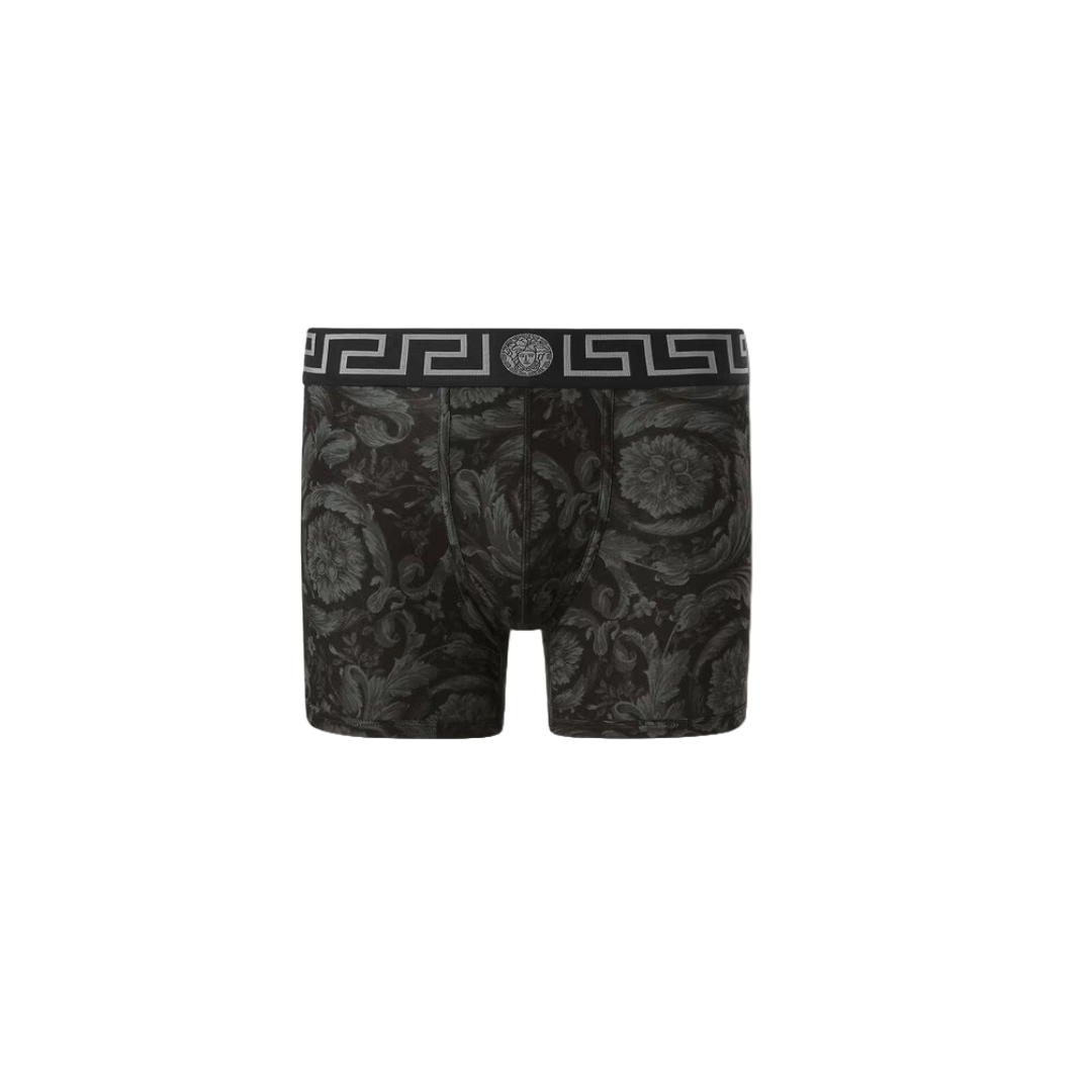 VERSACE BAROCCO LONG TRUNKS BLACK/GREY PRINT