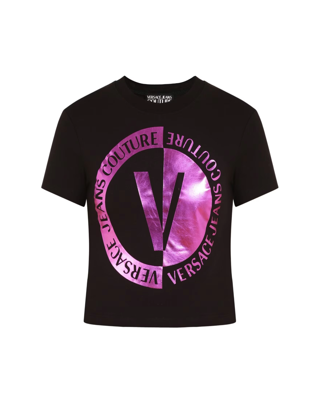 VERSACE JEANS COUTURE LOGO CROP TOP BLACK/PURPLE