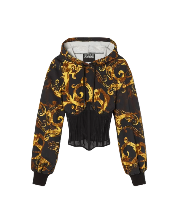 VERSACE JEANS COUTURE WATERCOLOR COUTURE CORSET HOODIE BLACK/GOLD