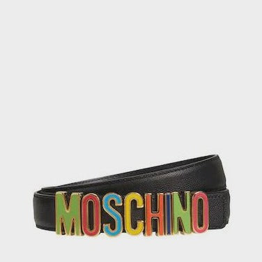 MOSCHINO LOGO BELT MULTICOLOR/BLACK LEATHER