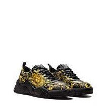 VERSACE JEANS COUTURE MENS STARGAZE SNEAKERS BLACK/GOLD