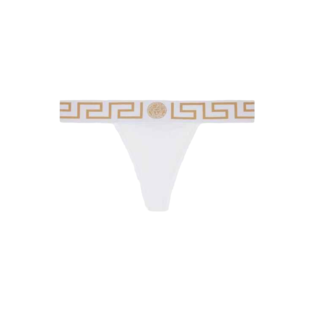 VERSACE GRECA BORDER THONG WHITE/GOLD