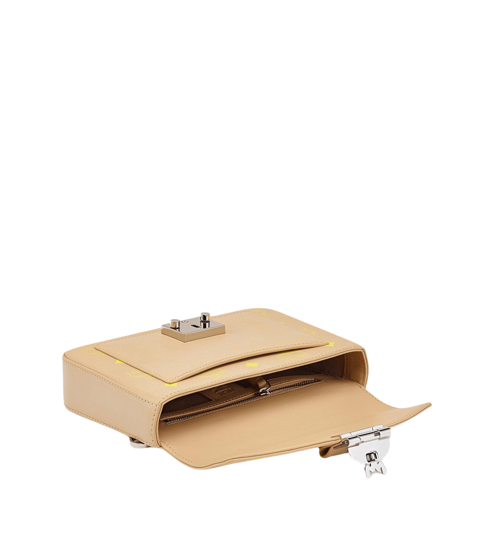 MCM MILLIE CROSSBODY SPLASH LOGO LEATHER BEIGE Enzo Clothing Store