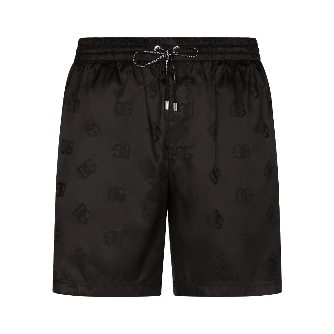 DOLCE & GABBANA MID-LENGTH JACQUARD TRUNKS MONOGRAM BLACK