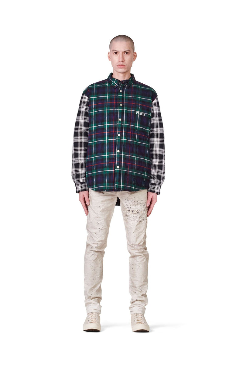 PURPLE P313 QUILTED PLAID SHIRT