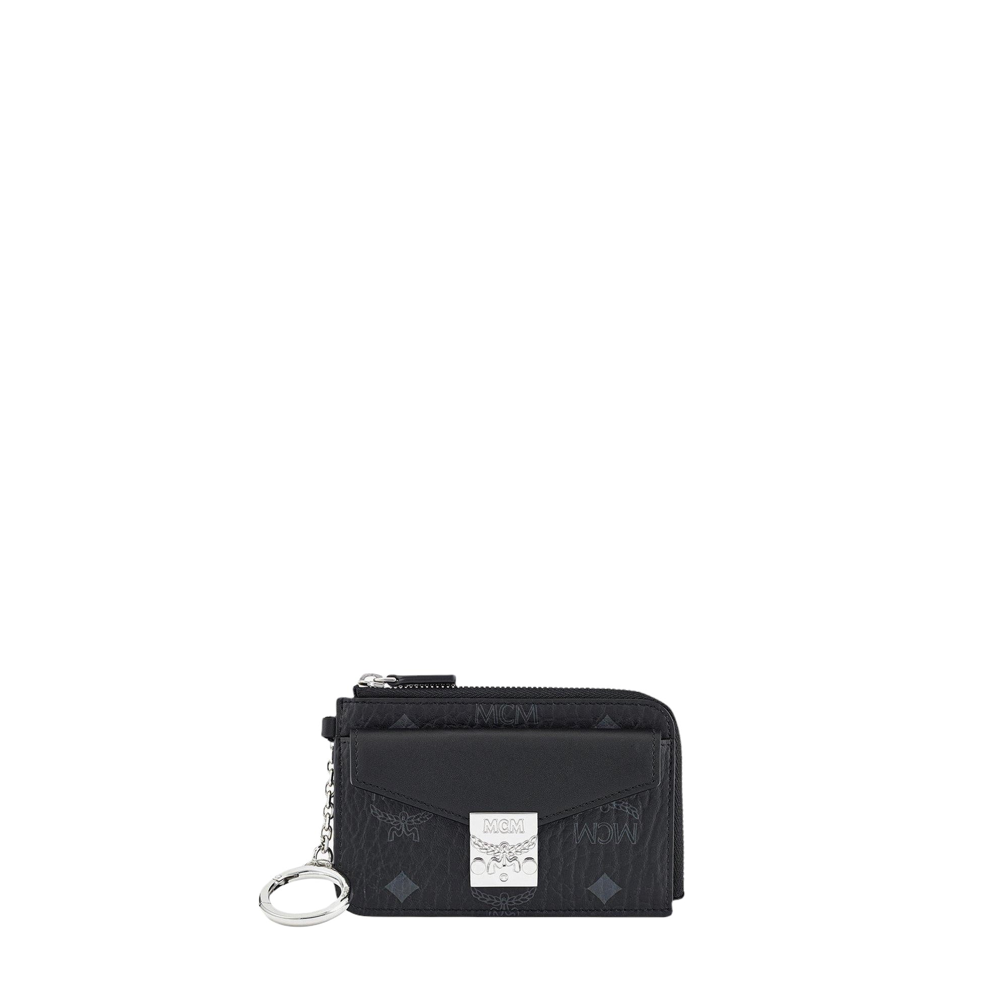 MCM PATRICIA ZIP CARD CASE IN VISETOS BLACK