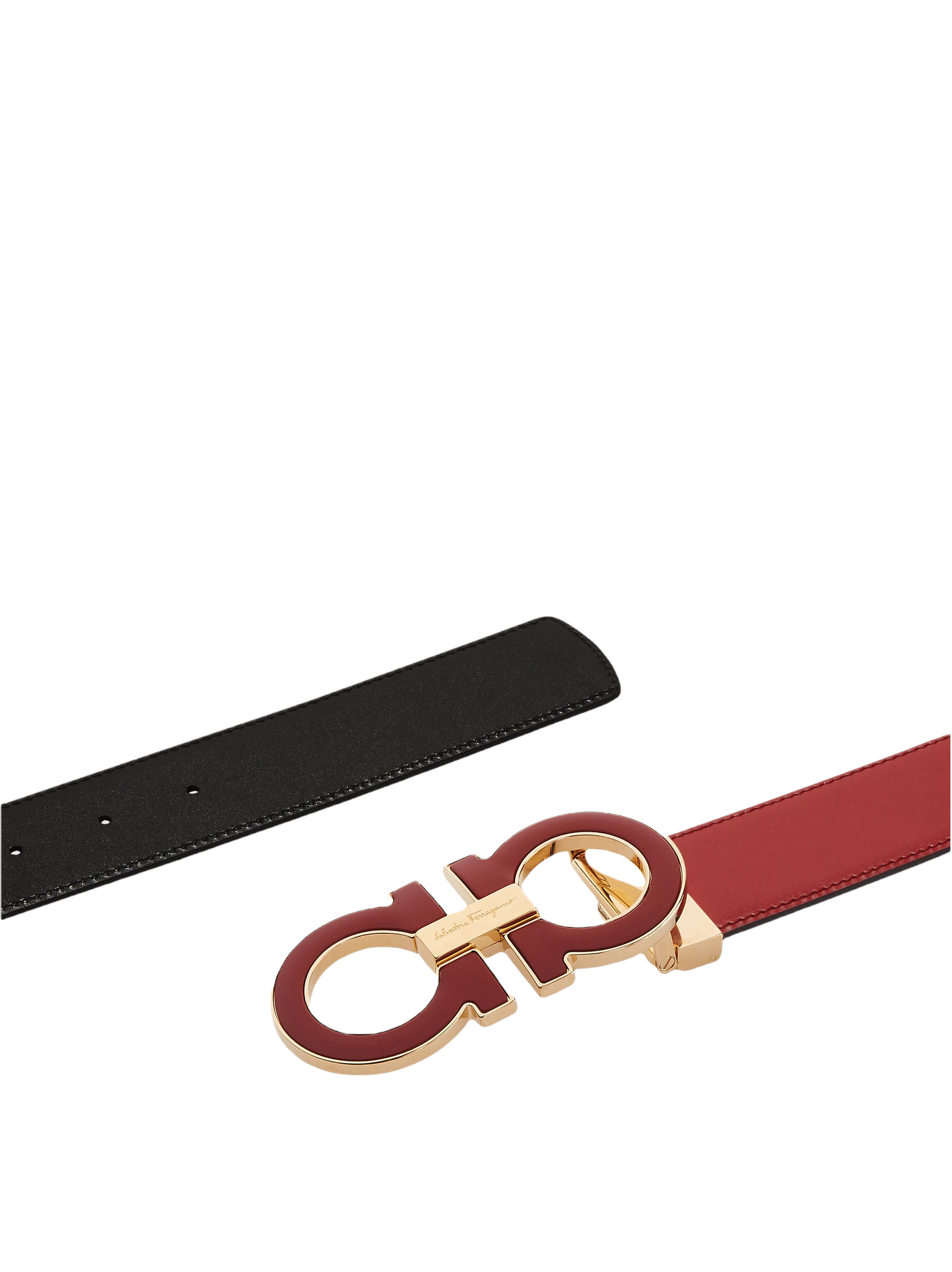 SALVATORE FERRGAMO REVERSIBLE AND ADJUSTABLE GANCINI BELT ROSSO/BLACK