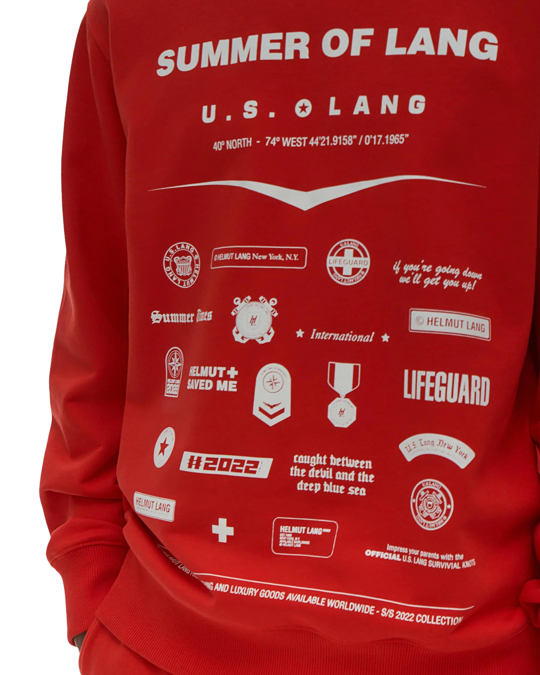 HELUT LANG BADGE CREWNECK FIERY RED