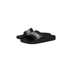 MOSCHINO COUTURE PVC BLACK SLIDES WITH LOGO