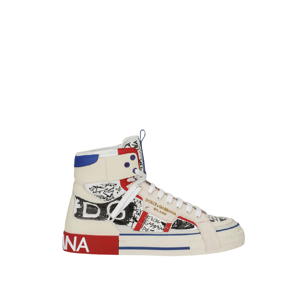 DOLCE & GABBANA 2.0 HIGH-TOP SNEAKERS WITH GRAFFITI PRINT