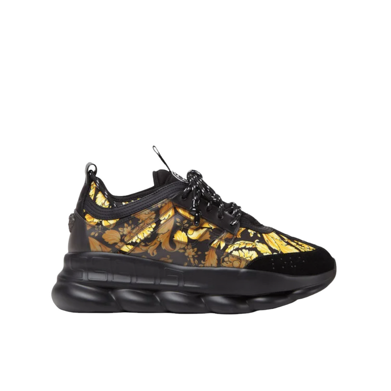 VERSACE CHAIN REACTION SNEAKERS BLACK-ORO