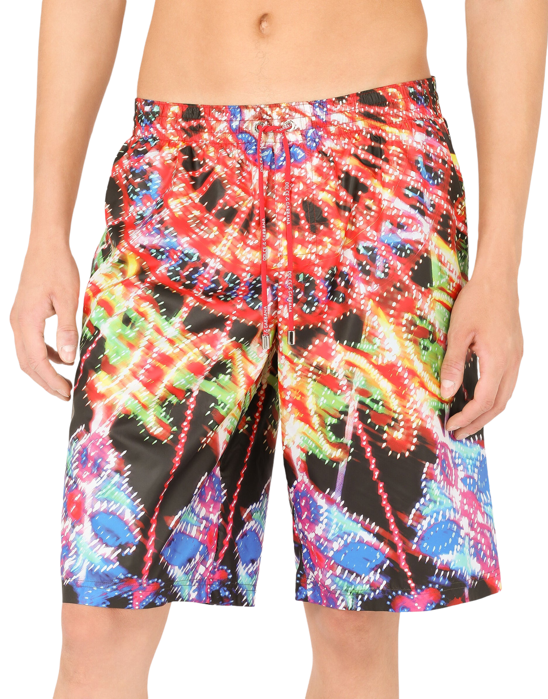 DOLCE &GABBANA Long swim trunks with illumination print