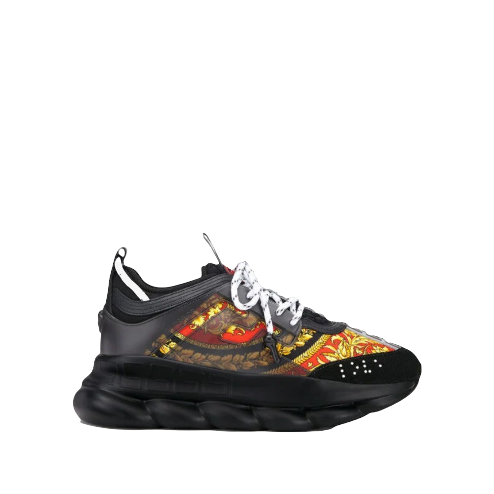 Versace Multicolor Barocco Print Nylon and Leather Chain Reaction Sneakers  Size 40.5 Versace