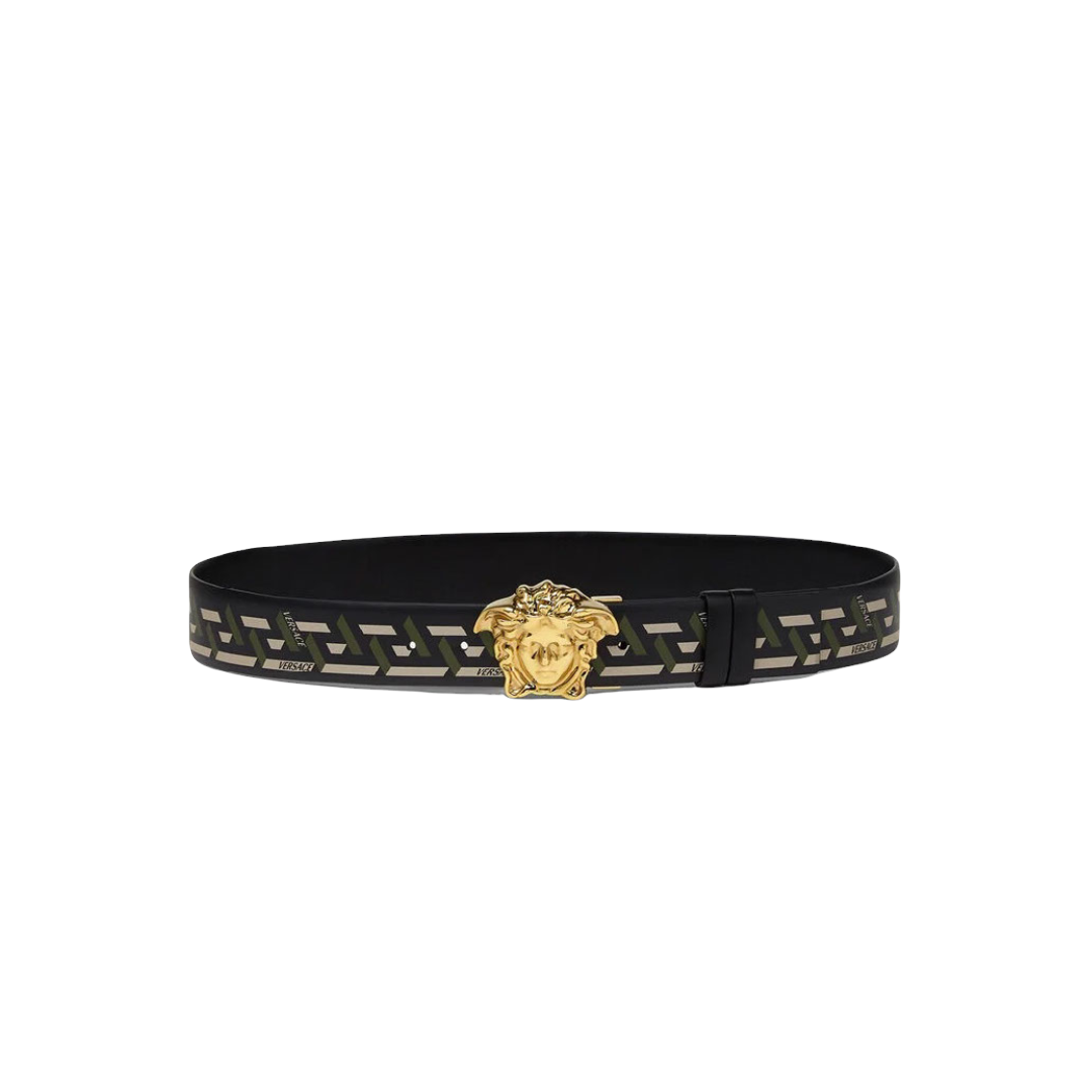 VERSACE LA MEDUSA LA GRECA PRINT BELT BLACK-GREY