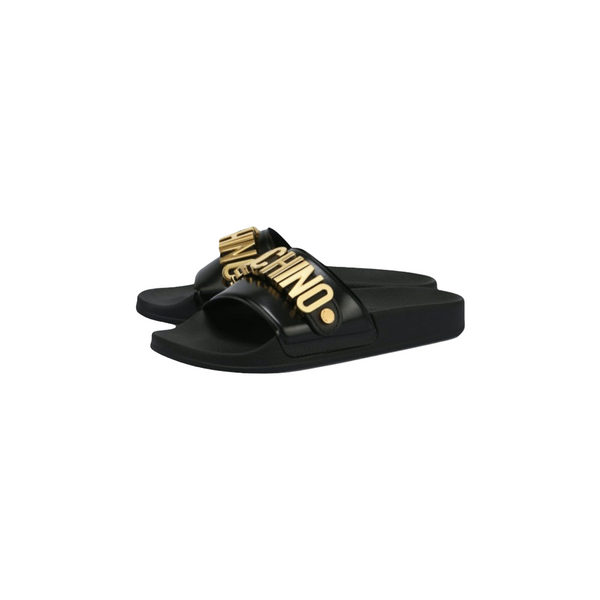 MOSCHINO COUTURE PVC SLIDE WITH LETTERING LOGO