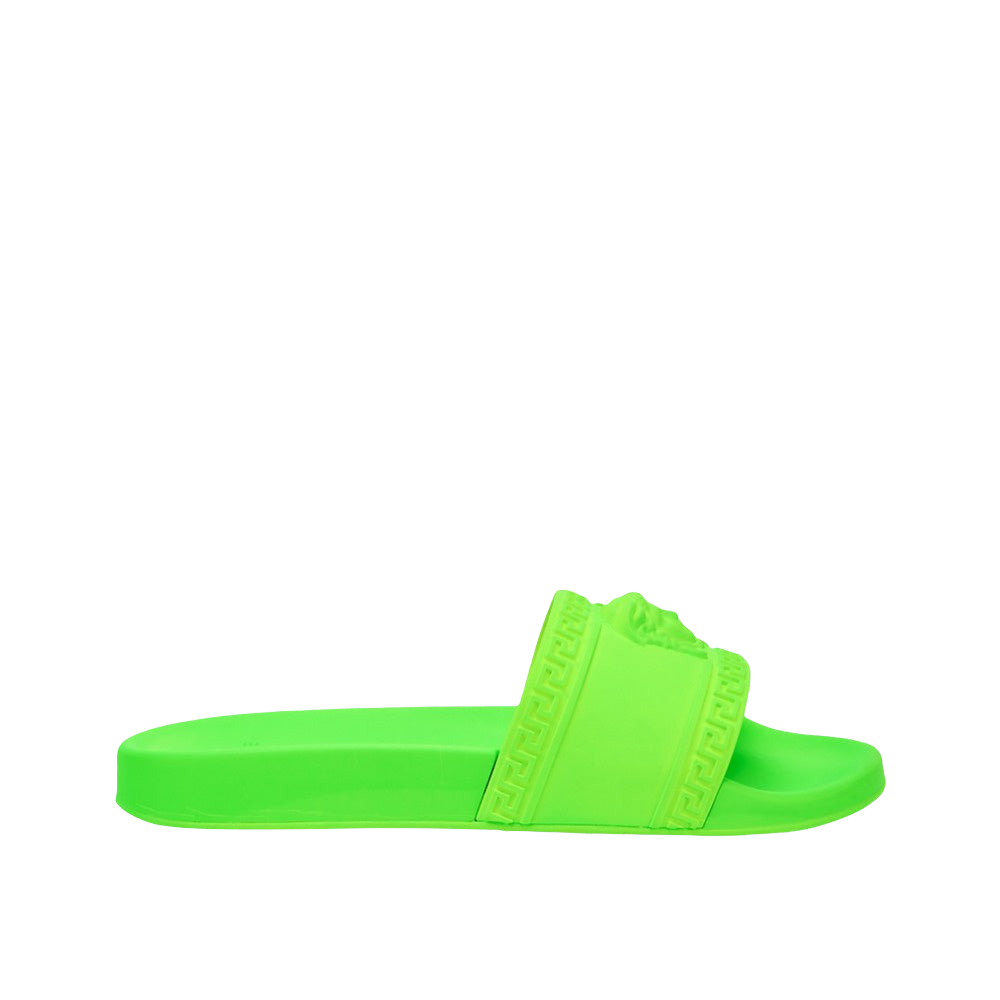 VERSACE PALAZZO POOL SLIDES- VERDE FLUO