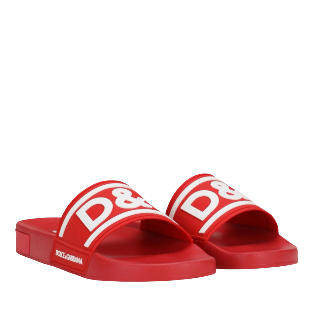 DOLCE & GABBANA BEACHWEAR SLIDERS RED-WHITE