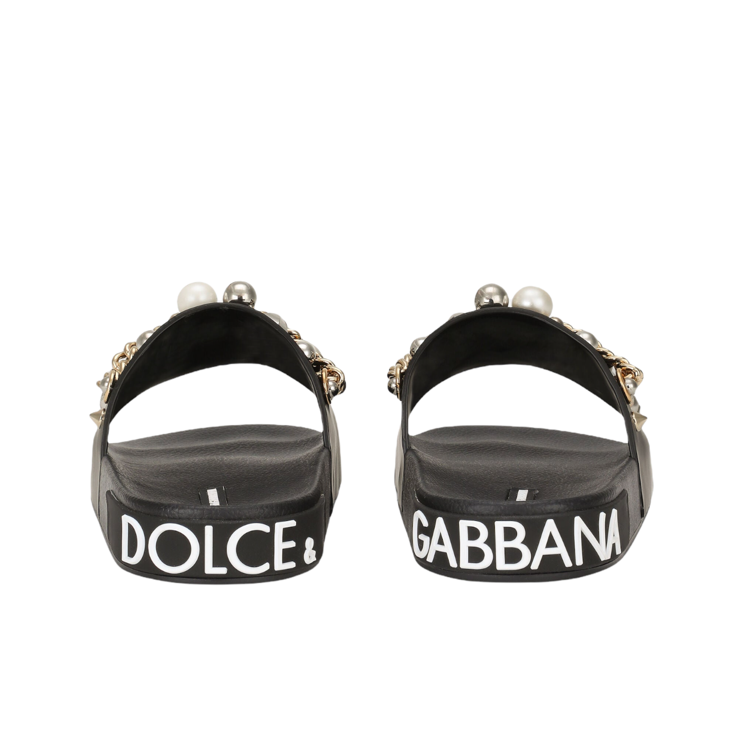 DOLCE&GABBANA Rubber beachwear sliders with embroidery NERO