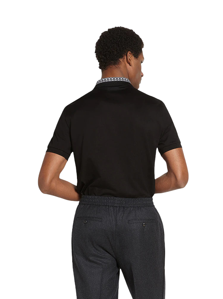 SALVATORE FERRAGAMO SHORT SLEEVED GANCINI POLO BLACK