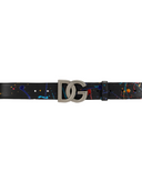 DOLCE&GABBANA BELT WITH DG LOGO BLACK-MULTICOLR