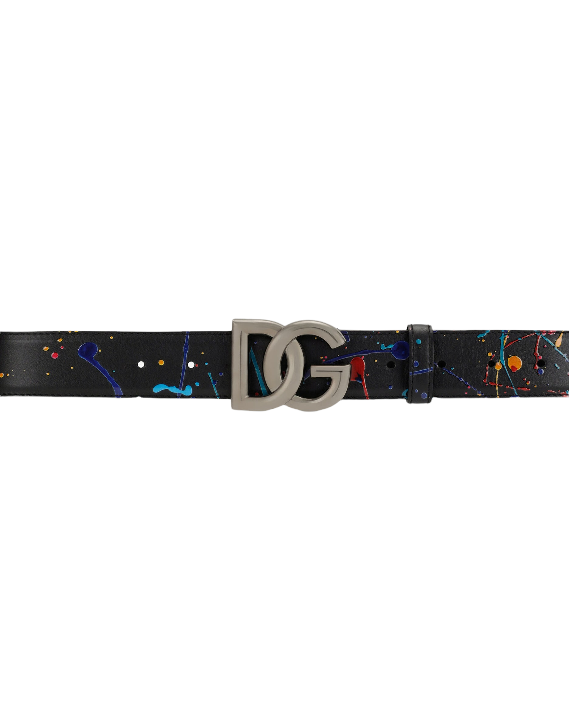 DOLCE&GABBANA BELT WITH DG LOGO BLACK-MULTICOLR