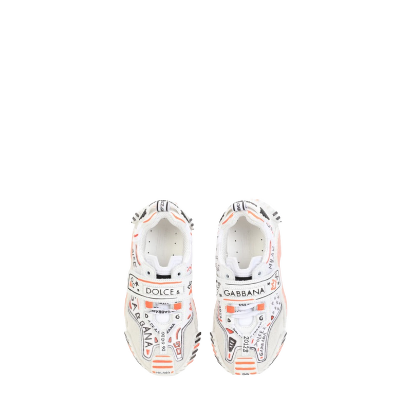 DOLCE & GABBANA KIDS FABRIC NS1 SNEAKERS WITH LOGO PRINT