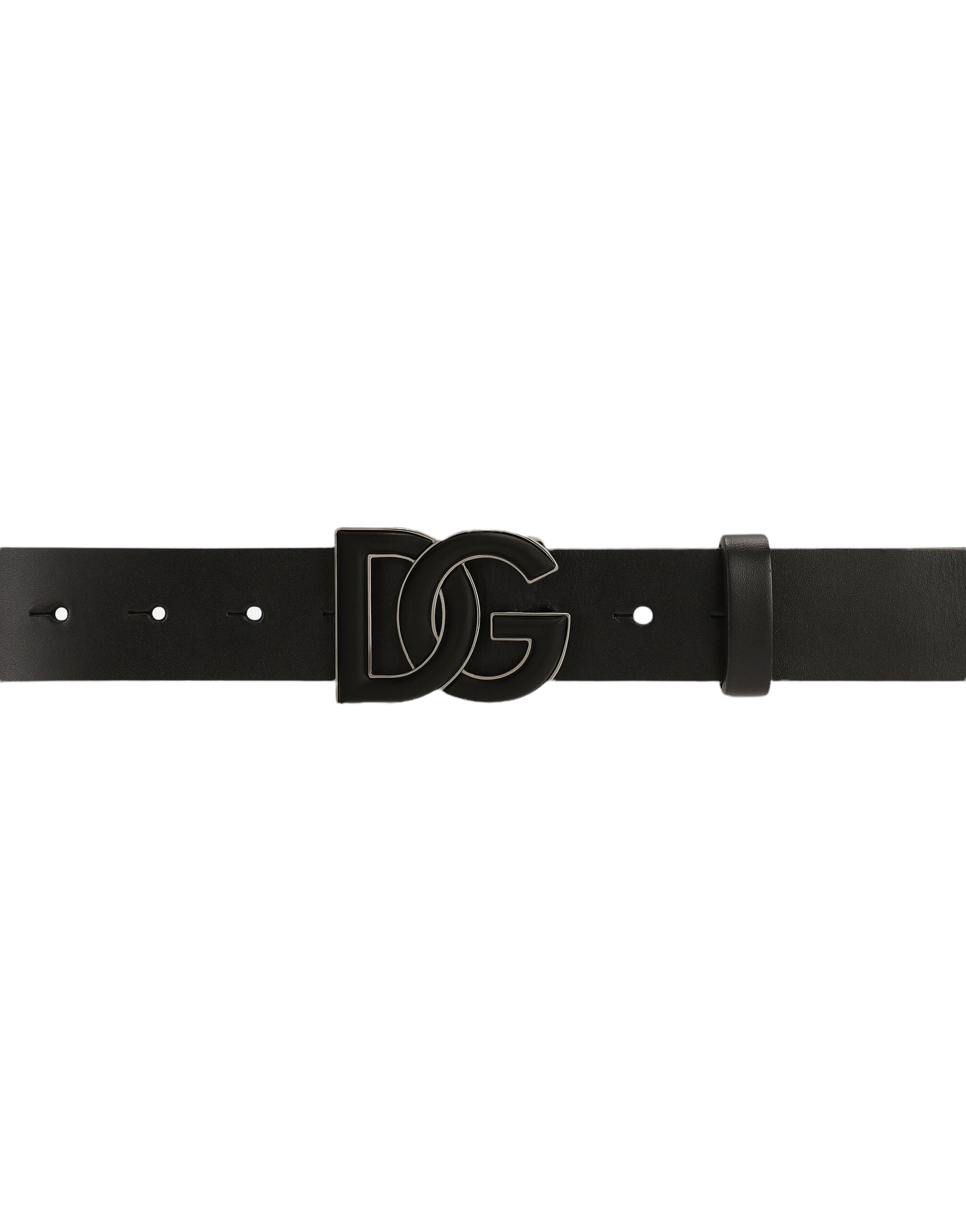 DOLCE&GABBANA Lux leather belt with DG logo NERO