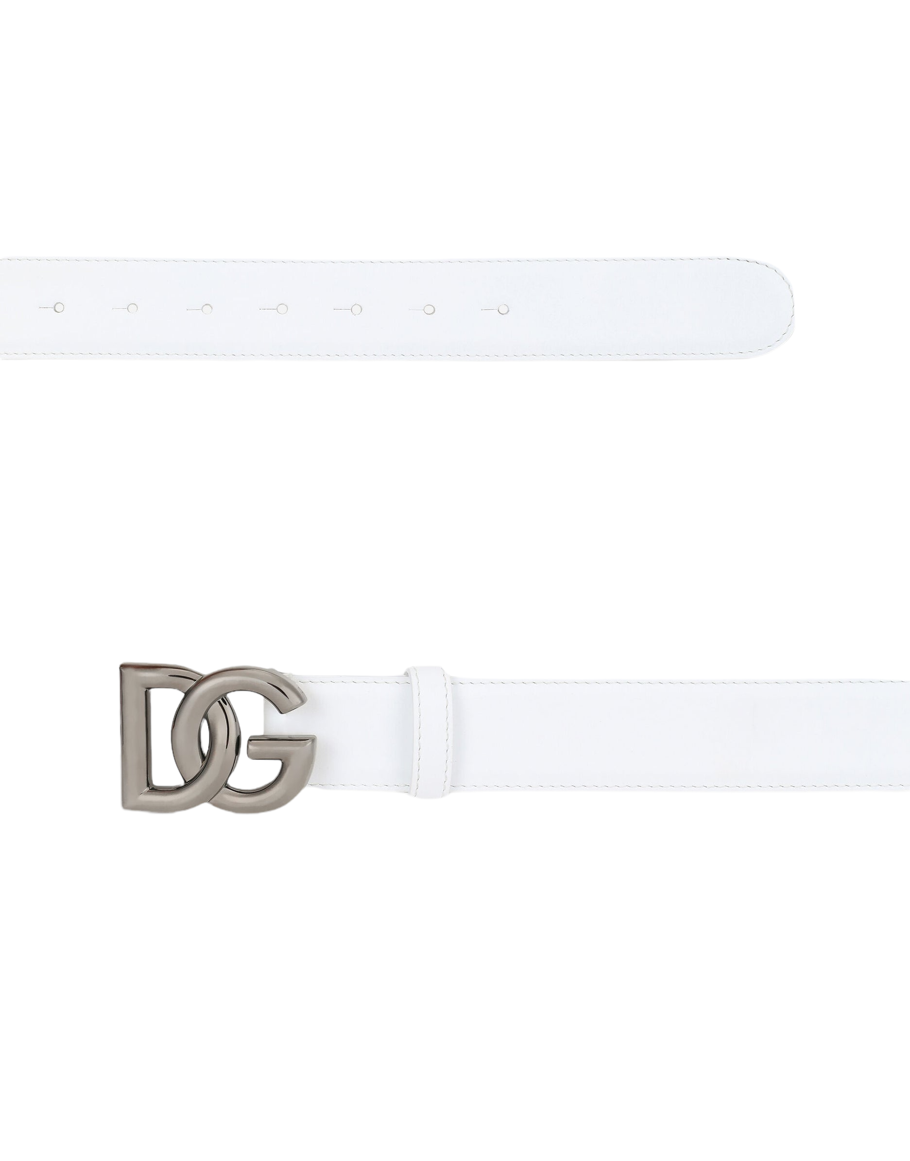 DOLCE&GABBANA BELT WITH DG LOGO WHITE