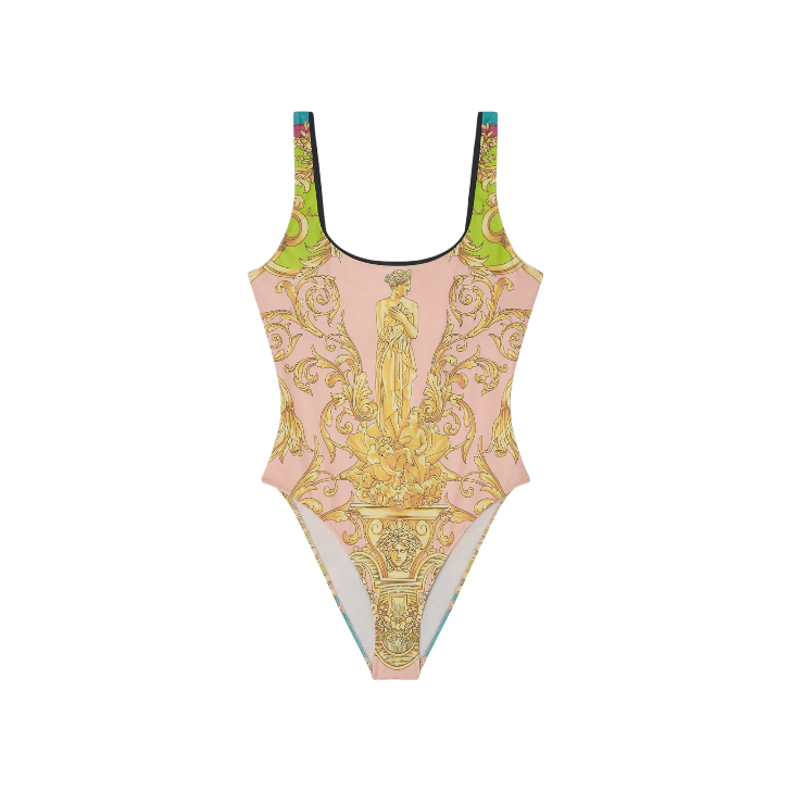 VERSACE BAROCCO GODDESS ONE-PIECE SWIM SUIT MAUVELOUS+CITRON