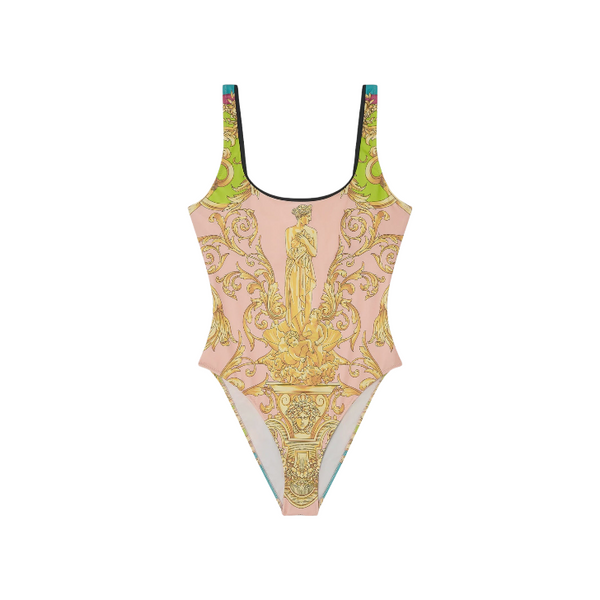 VERSACE BAROCCO GODDESS ONE-PIECE SWIM SUIT MAUVELOUS+CITRON