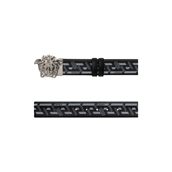 VERSACE LA MEDUSA LA GRECA PRINT BELT BLACK-GREY