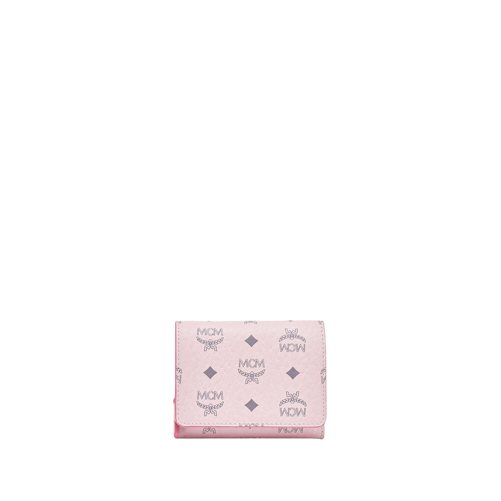 Mcm Visetos Original Phone Chain Wallet - Powder Pink/Silver