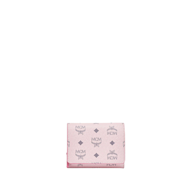 MCM Trifold Wallet Large Visetos Powder Pink in Coated Canvas with