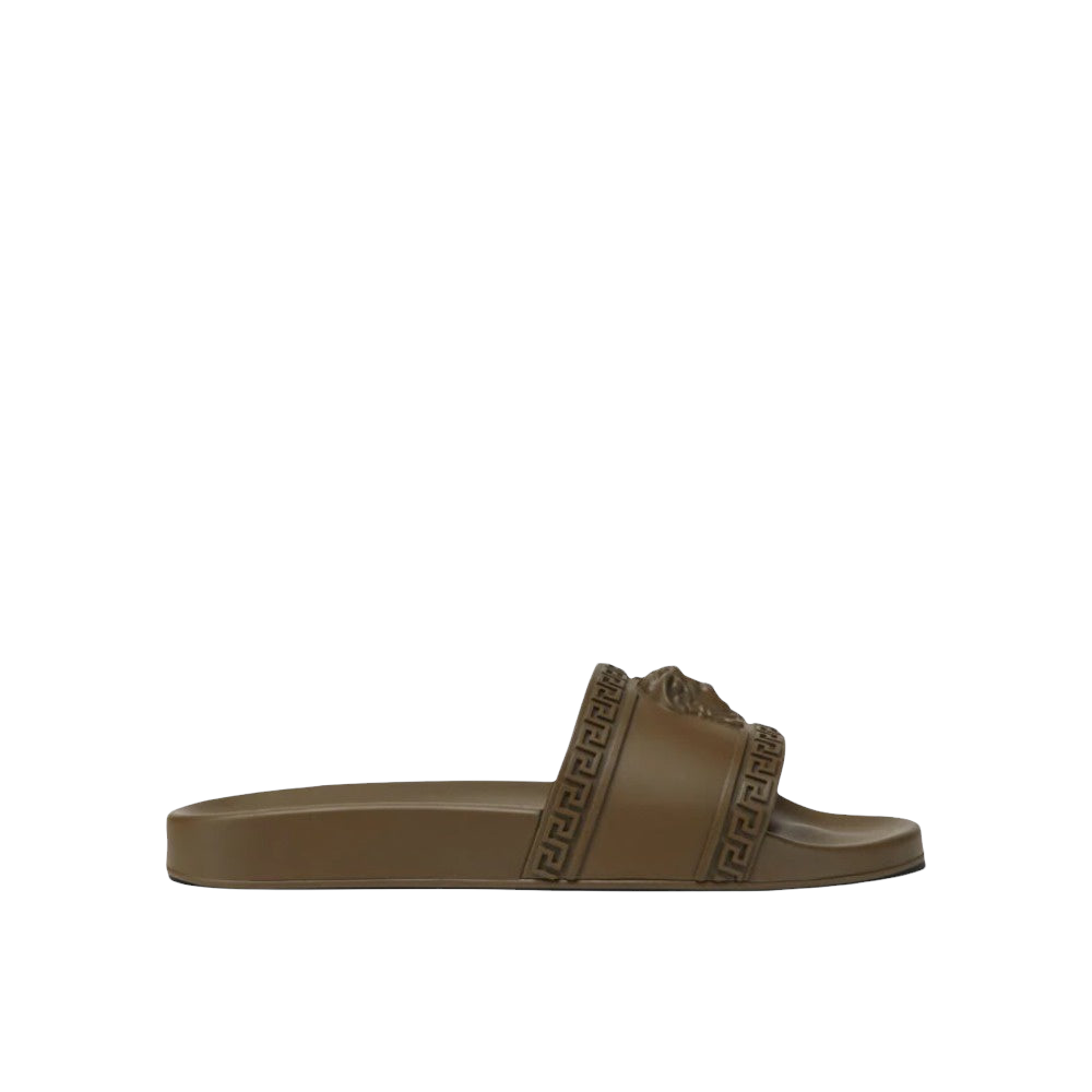 VERSACE PALAZZO POOL SLIDES- KHAKI