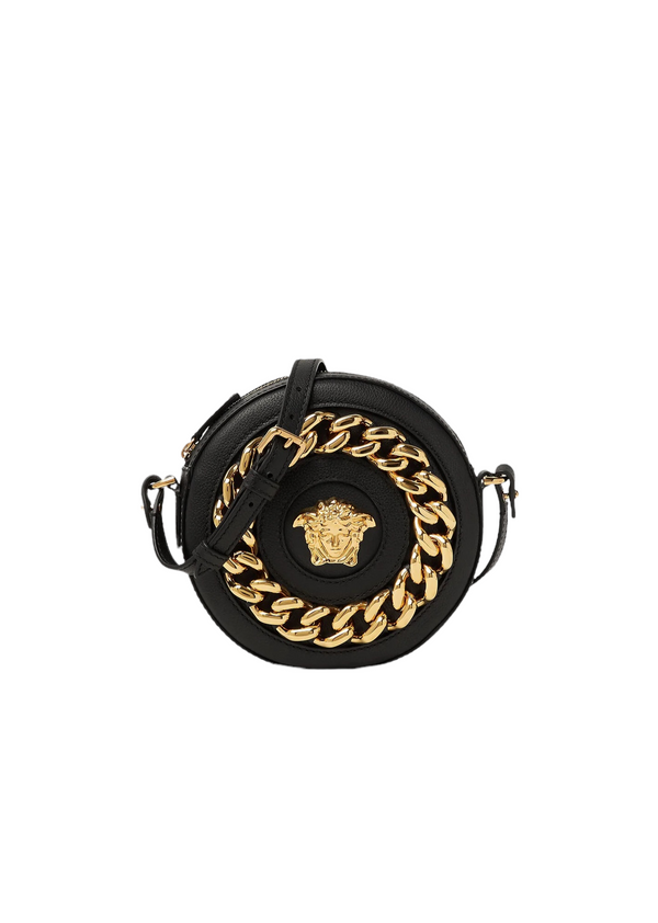 VERSACE DISCO BAG CALF LEATHER BAG BLACK/GOLD