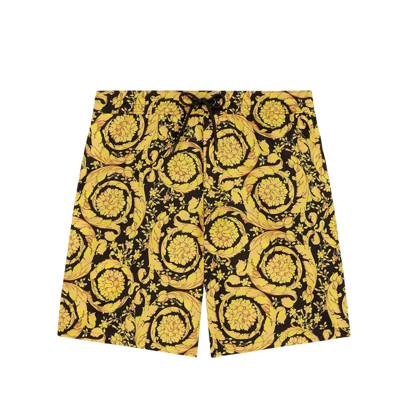 VERSACE GOLD BAROCCO PRINT LONG SWIM SHORTS