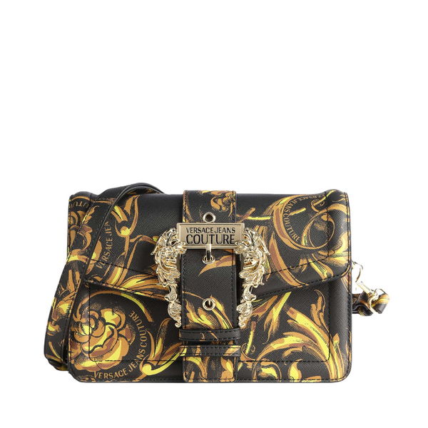 VERSACE JEANS COUTURE BAROQUE PRINT BUCKLE CROSSBODY BAG