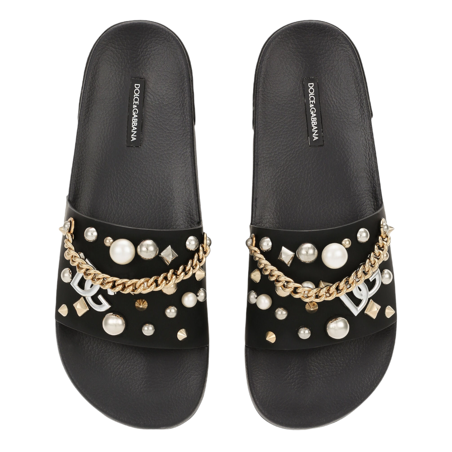 DOLCE&GABBANA Rubber beachwear sliders with embroidery NERO