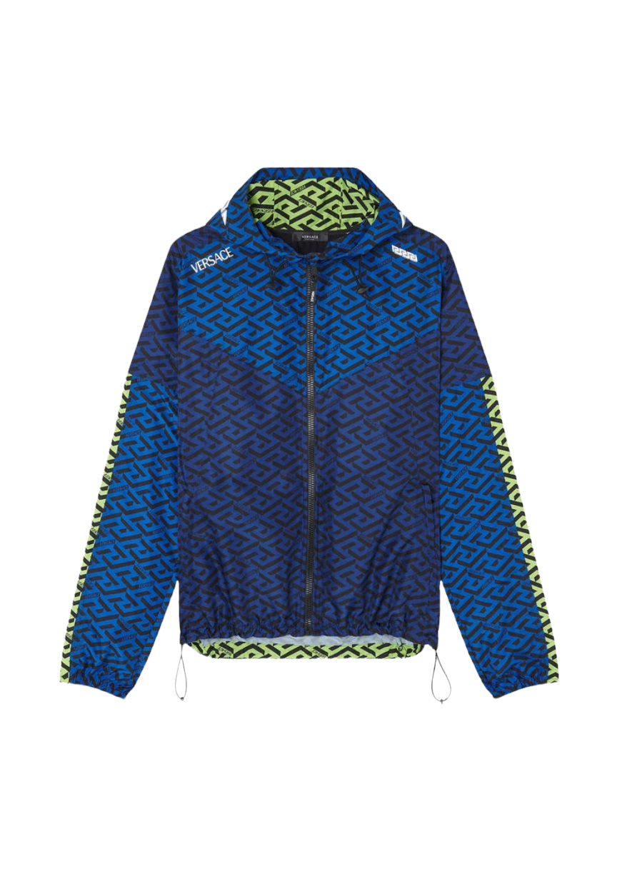 VERSACE LA GRECA WINDBREAKER BLUE SAPPHIRE-NEON GREEN